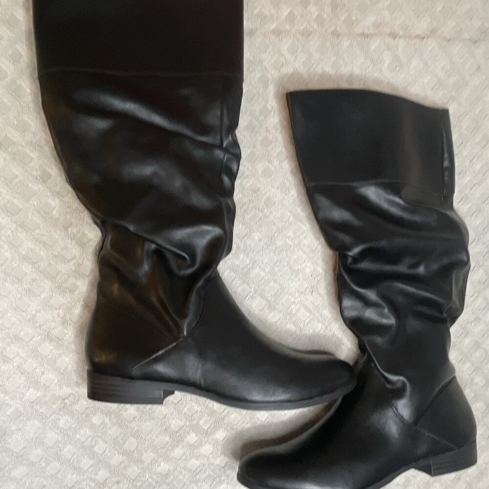 Style & Co Kelimae Women’s Black Man Made Knee-High Riding Boots Zip 6M